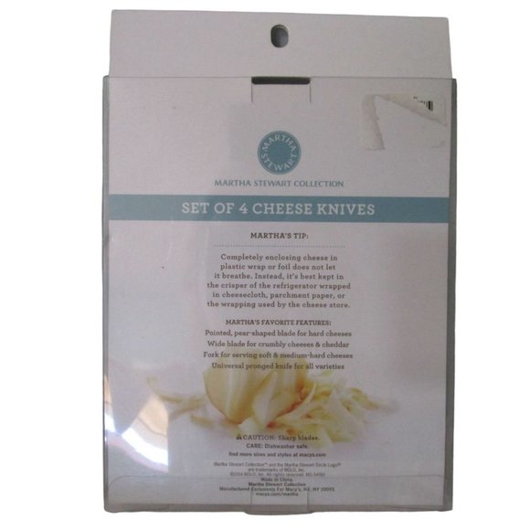 Martha Stewart Collection Set of Four Cheese Knives Stainless Textured Grip NIP - Picture 6 of 7